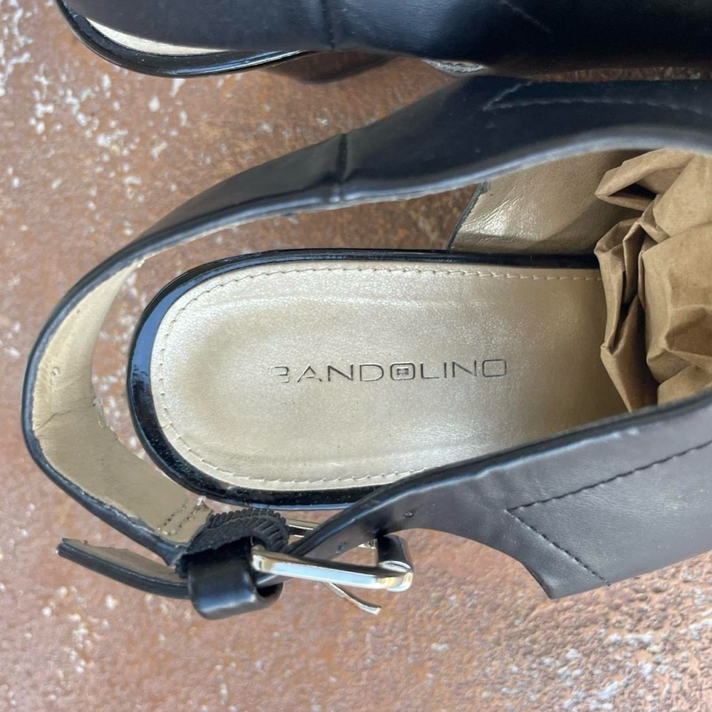 Vintage 90s retro black block heel mule sandals sz 8 - Picture 6 of 6
